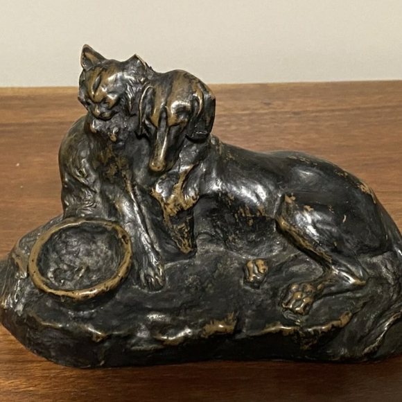 Thomas Cartier Vintage Bronze Cat & Dog Sculpture - Picture 7 of 10